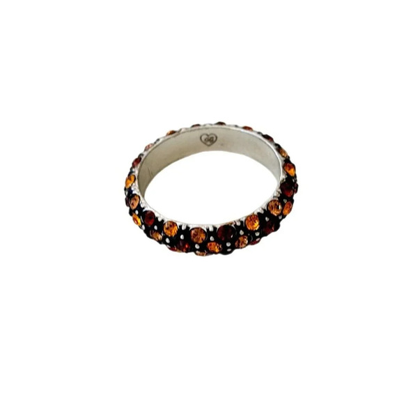 Brighton CRYSTAL VOYAGE Silver Topaz Antique Ring Size 9 ETCHED Silver Plated - Picture 4 of 5